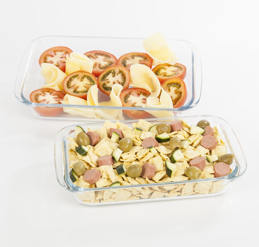 Microwave safe glass containers.