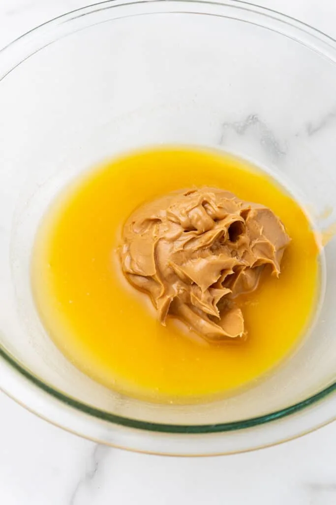 Melted butter with peanut butter.