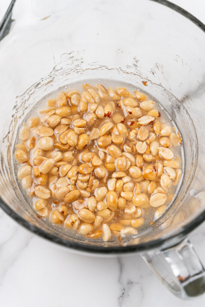 Corn syrup with peanuts.