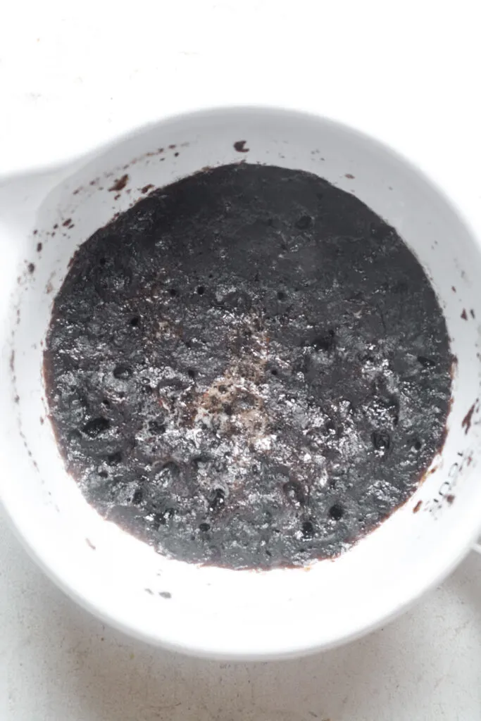 Microwaved chocolate mug cake.