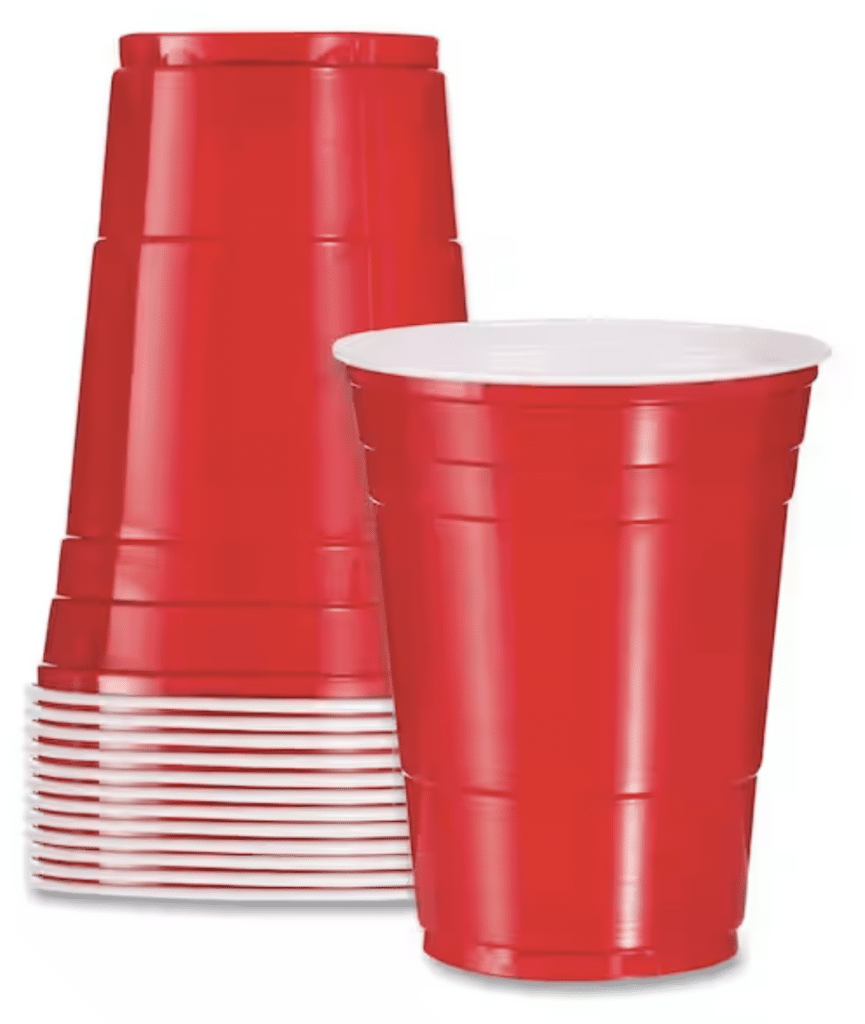 Stack of red solo cups.